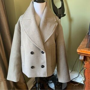 Zara cropped peacoat taupe-gray Oversized XS